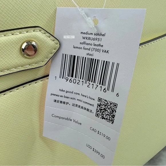 Kate Spade Staci Medium Satchel Crossbody In Lemon Fond - Picture 10 of 10